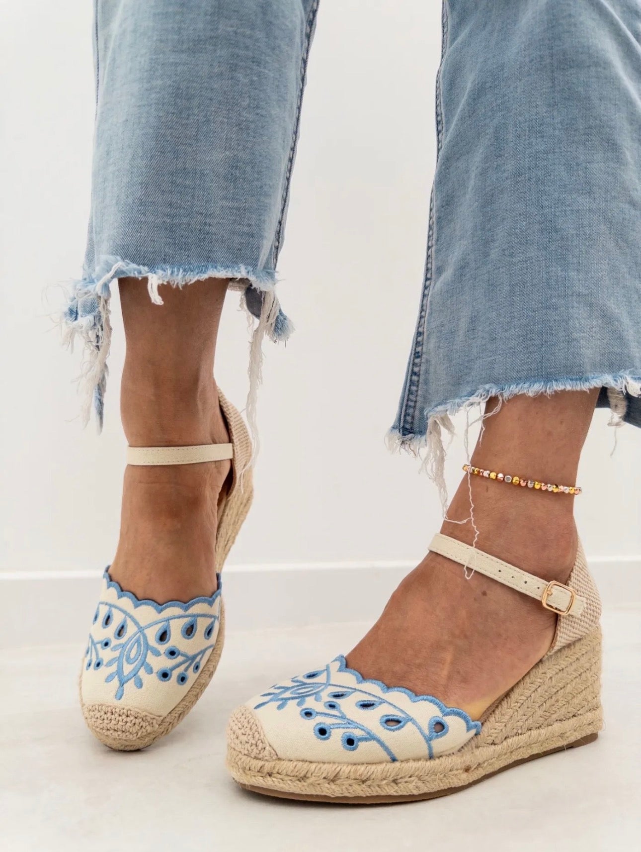 Esparteña Flores Azul