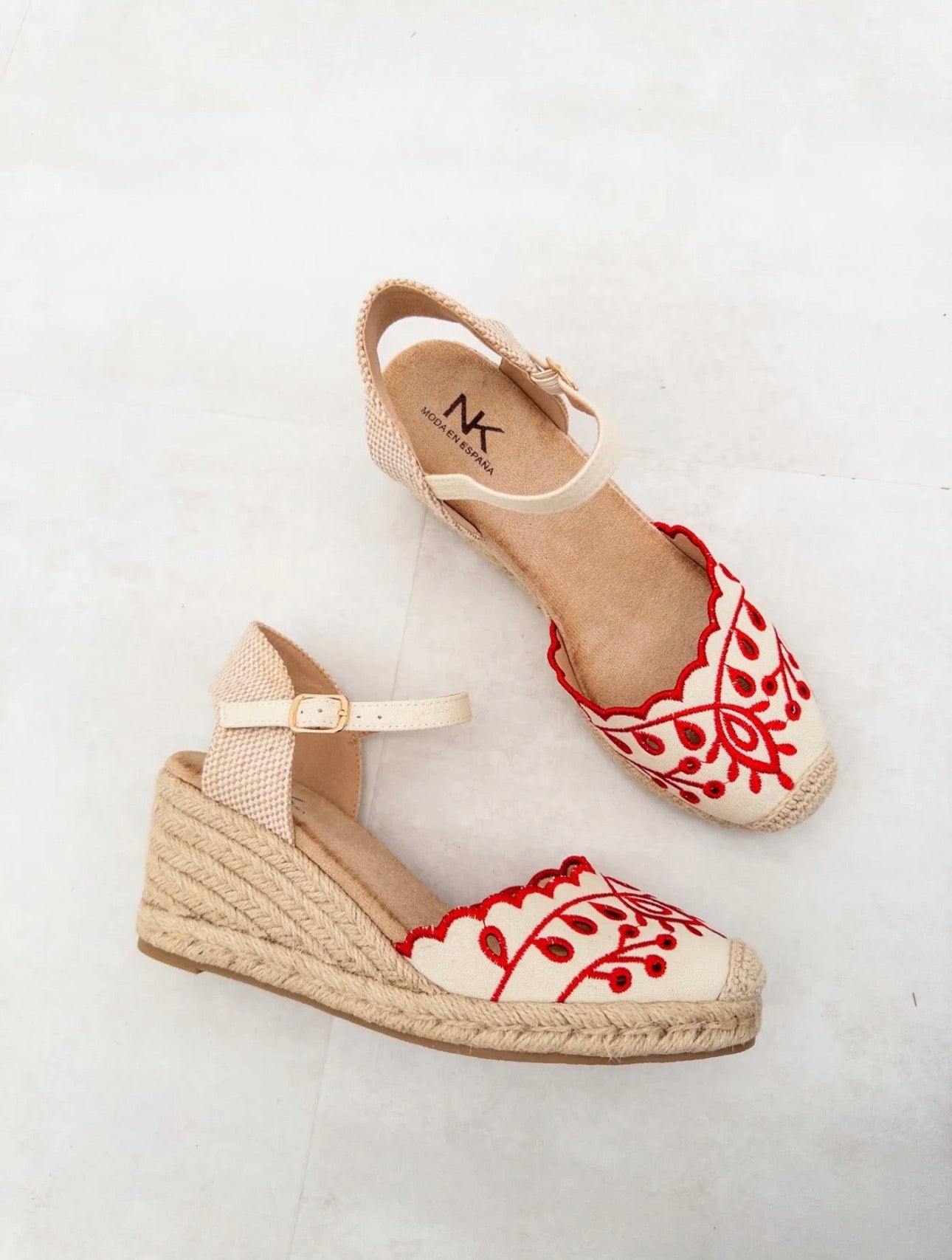 Esparteña Flores Roja