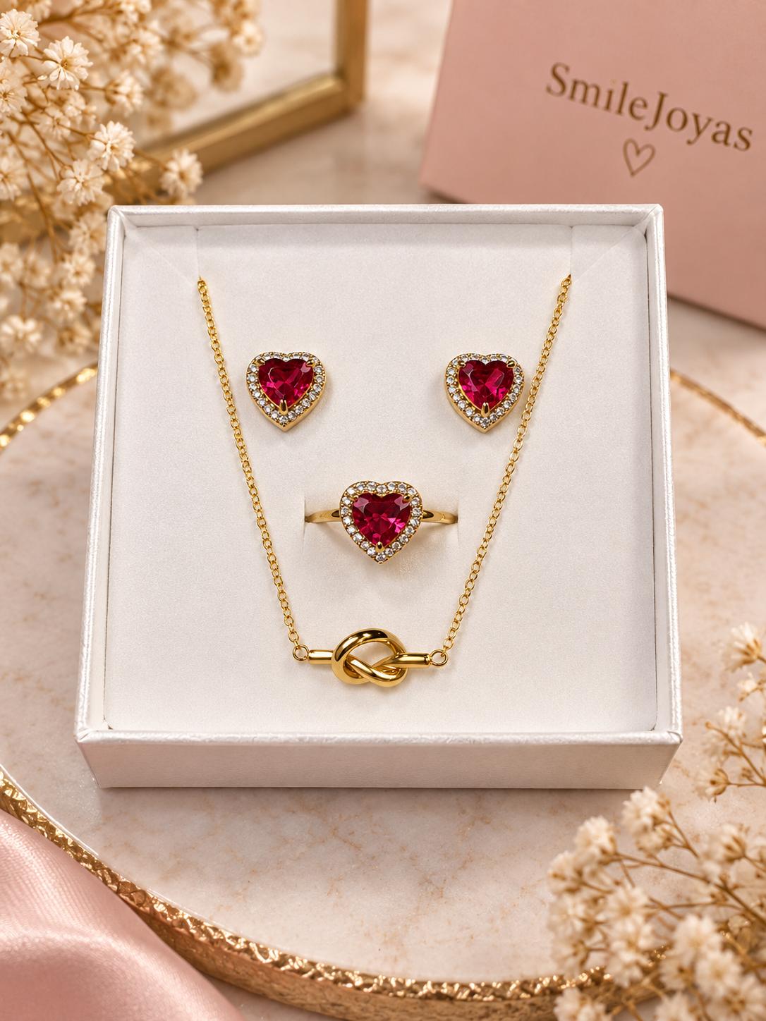 Conjunto Collar, Anillo y Pendientes Acero